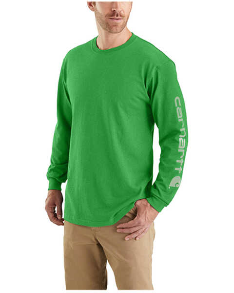 Image #1 - Carhartt Men's Loose Fit Heavyweight Long Sleeve Graphic Work T-Shirt, Loden, hi-res