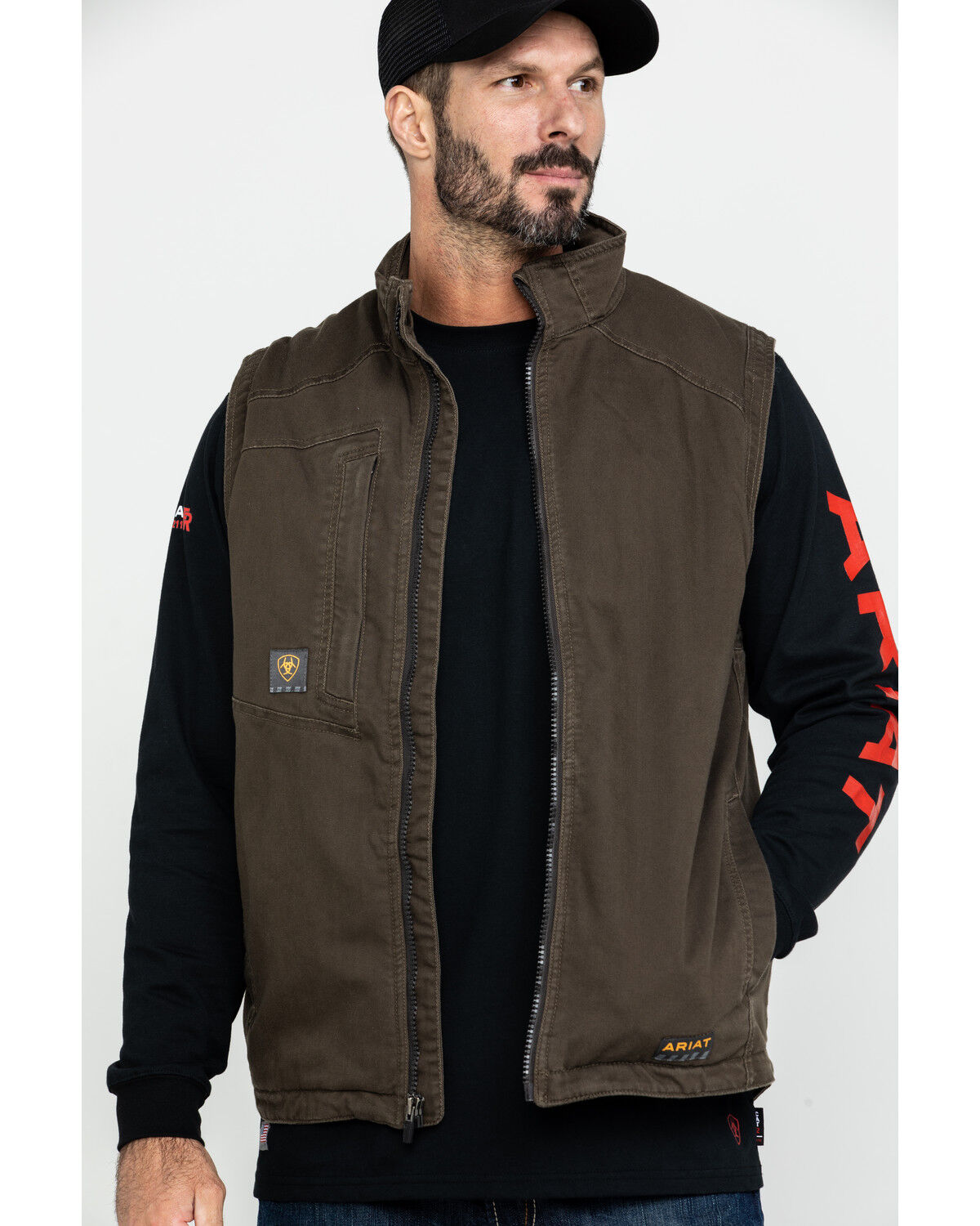 Image #1 - Ariat Men's Loden Rebar Washed Dura Canvas Insulated Work Vest - Big & Tall, Loden, hi-res
