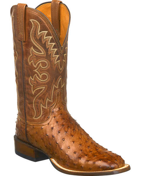 Image #1 - Lucchese Men's Handmade Harmon Full Quill Ostrich Western Boots - Square Toe, , hi-res