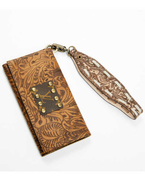 Keep it Gypsy Women's Trifold Paisley Leather Wristlet Wallet, Brown, hi-res