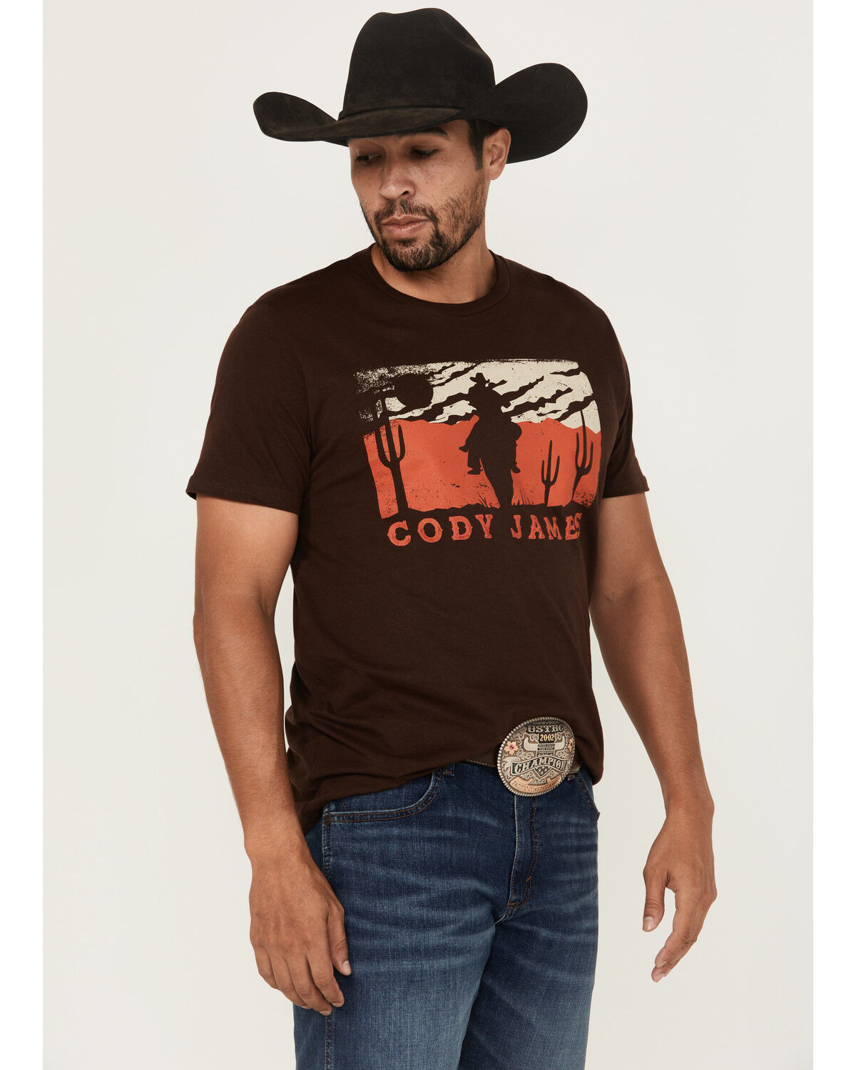 Image #1 - Cody James Men's Sunset Rider Short Sleeve Graphic T-Shirt, Brown, hi-res