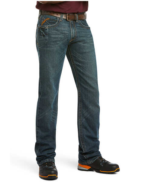 Ariat Men's Rebar M5 Durastretch Dark Wash Low Rise Straight Jeans , Denim, hi-res