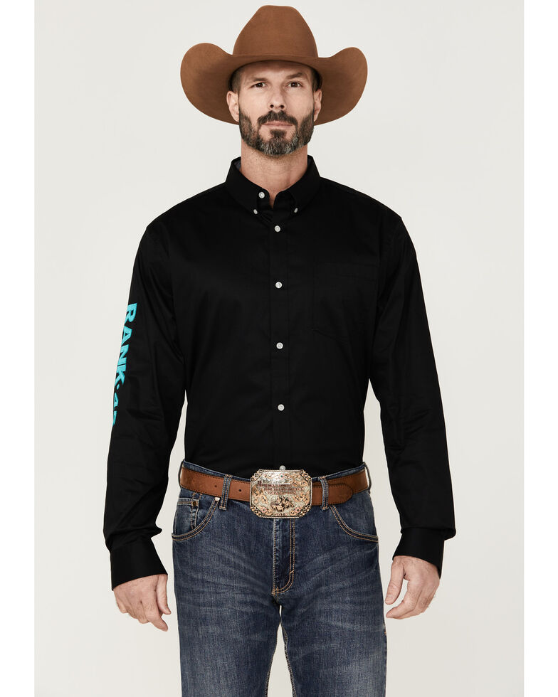 Rank 45 Men's Solid Basic Twill Logo Long Sleeve Button-Down Western Shirt , , hi-res