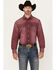 Image #1 - Wrangler Men's Vintage Washed Solid Long Sleeve Snap Western Shirt, Red, hi-res
