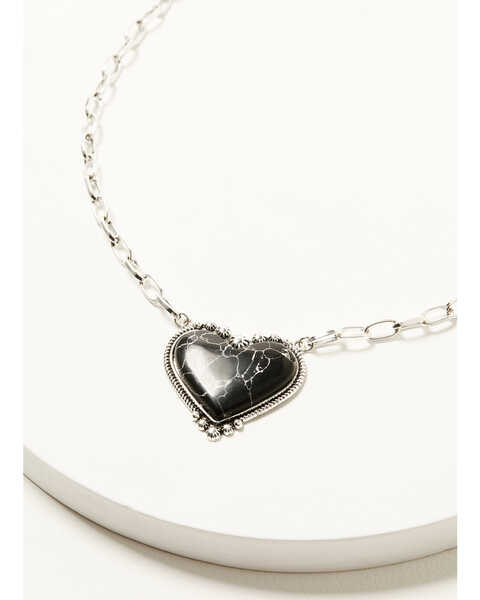 Shyanne Women's Boho Heart Pendant Necklace , Black, hi-res