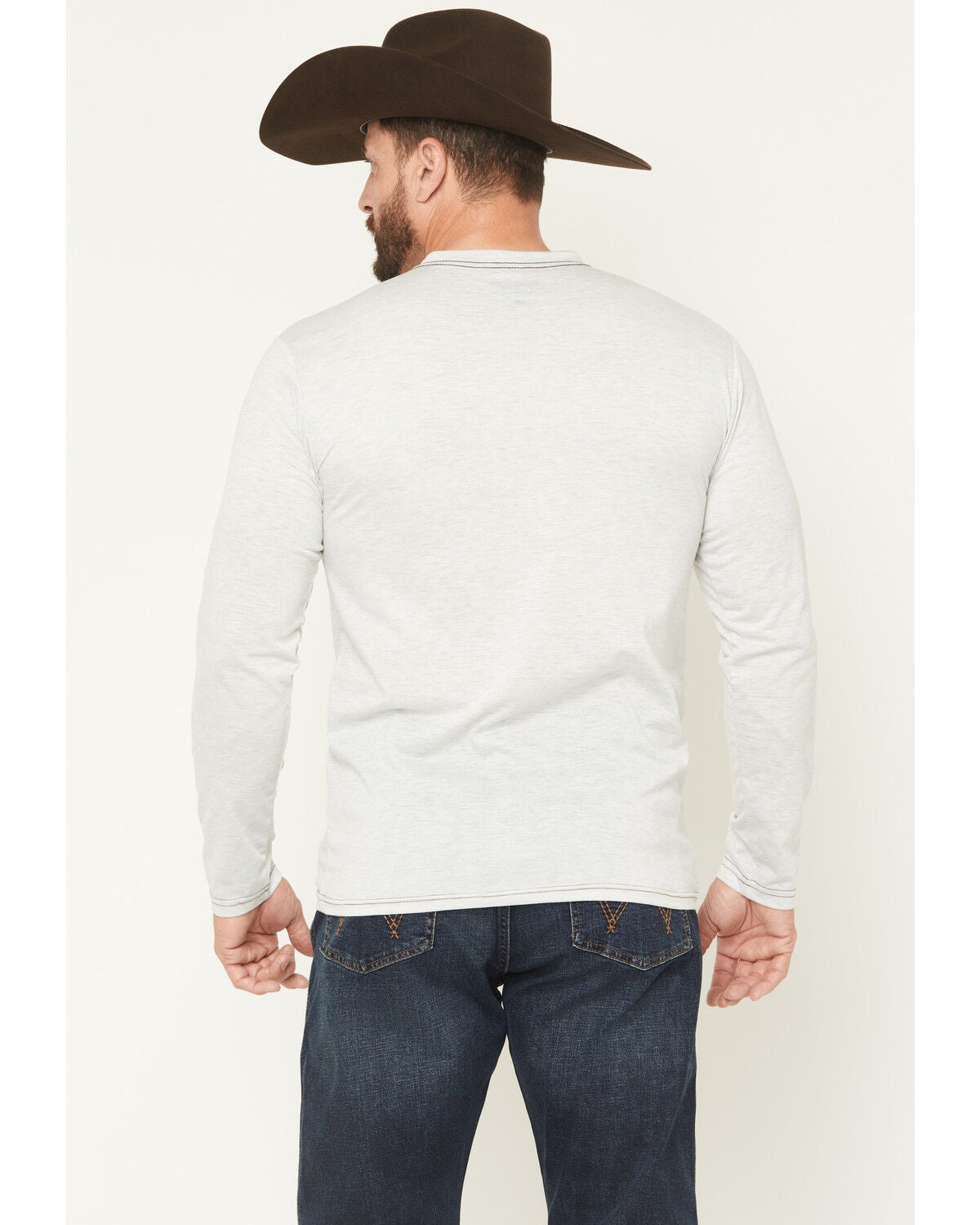 Image #4 - Cowboy Hardware Men's Steerhead Embroidered Long Sleeve Shirt, Oatmeal, hi-res