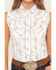 Image #3 - Ely Walker Women's Floral Striped Sleeveless Pearl Snap Western Shirt, White, hi-res