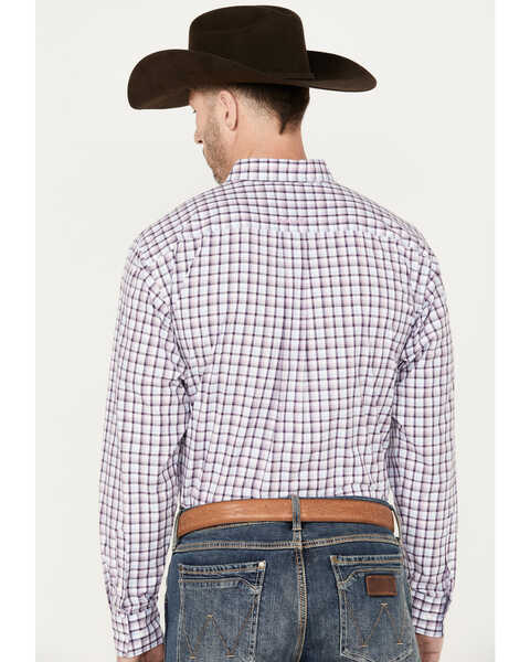 Image #4 - Ariat Men's Meir Plaid Print Classic Fit Long Sleeve Button Down Western Shirt, Purple, hi-res