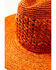 Shyanne Women's Vented Raffia Straw Fedora Hat, Rust Copper, hi-res