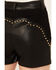 Image #4 - Blue B Women's High Rise Faux Leather Studded Shorts, Black, hi-res