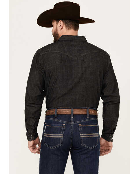 Image #4 - Kimes Ranch Men's Grimes Wash Denim Long Sleeve Pearl Snap Western Shirt , Black, hi-res