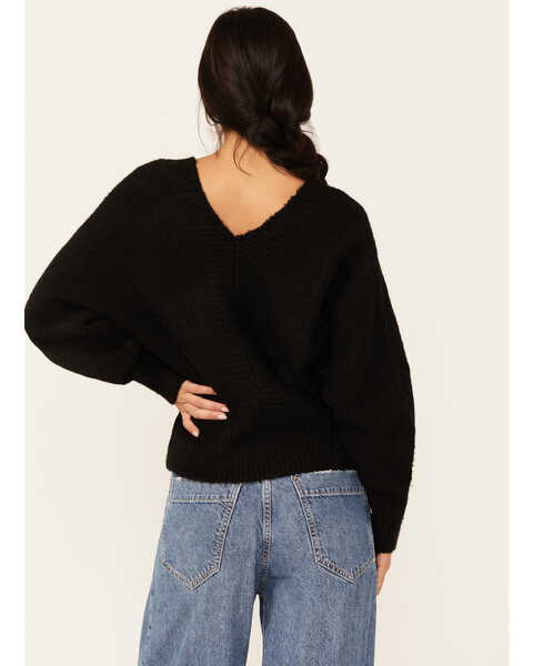 Image #4 - Lili Sidonio Women's Long Sleeve Mock Lace-Up Sweater , Black, hi-res
