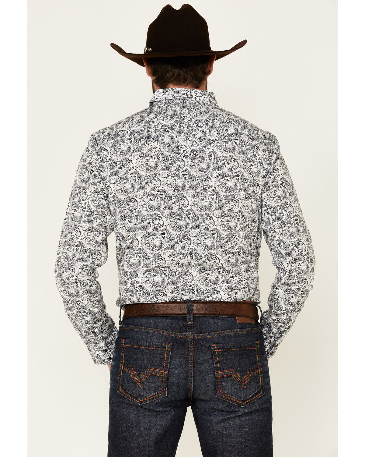 Image #4 - Moonshine Spirit Men's Ricochet Paisley Print Long Sleeve Snap Western Shirt, White, hi-res
