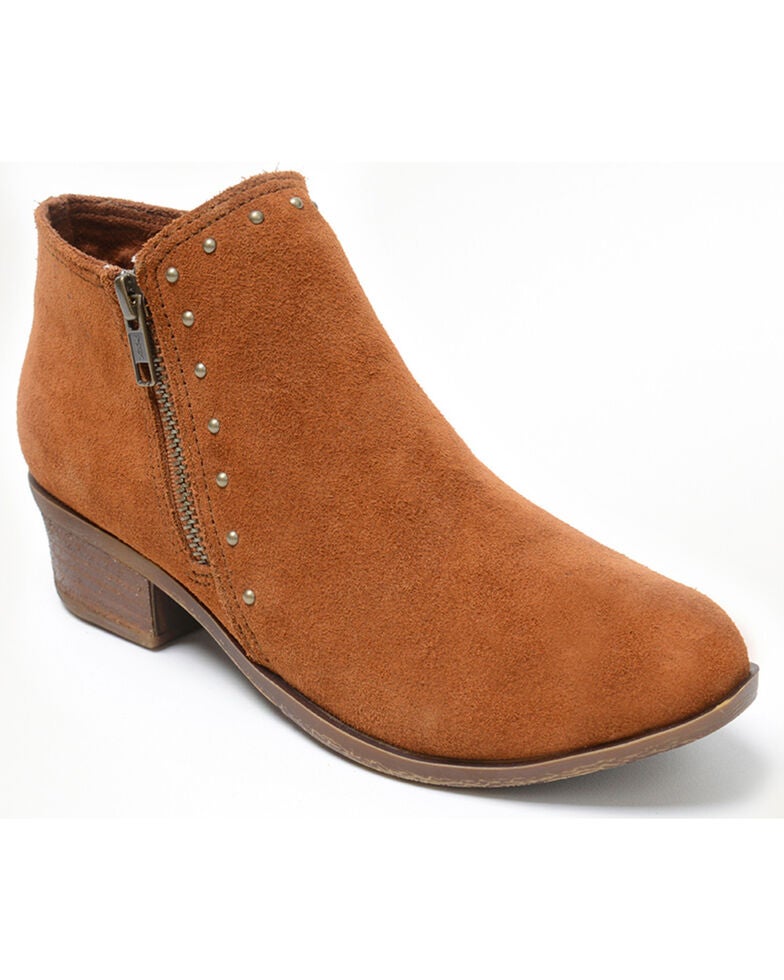 Women's Brie Side Zip Stud Booties Round Toe Sheplers