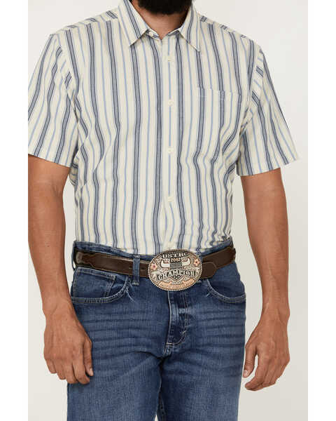 Image #3 - Cody James Men's Gunsmoke Dobby Striped Button-Down Short Sleeve Western Shirt - Big , Cream, hi-res