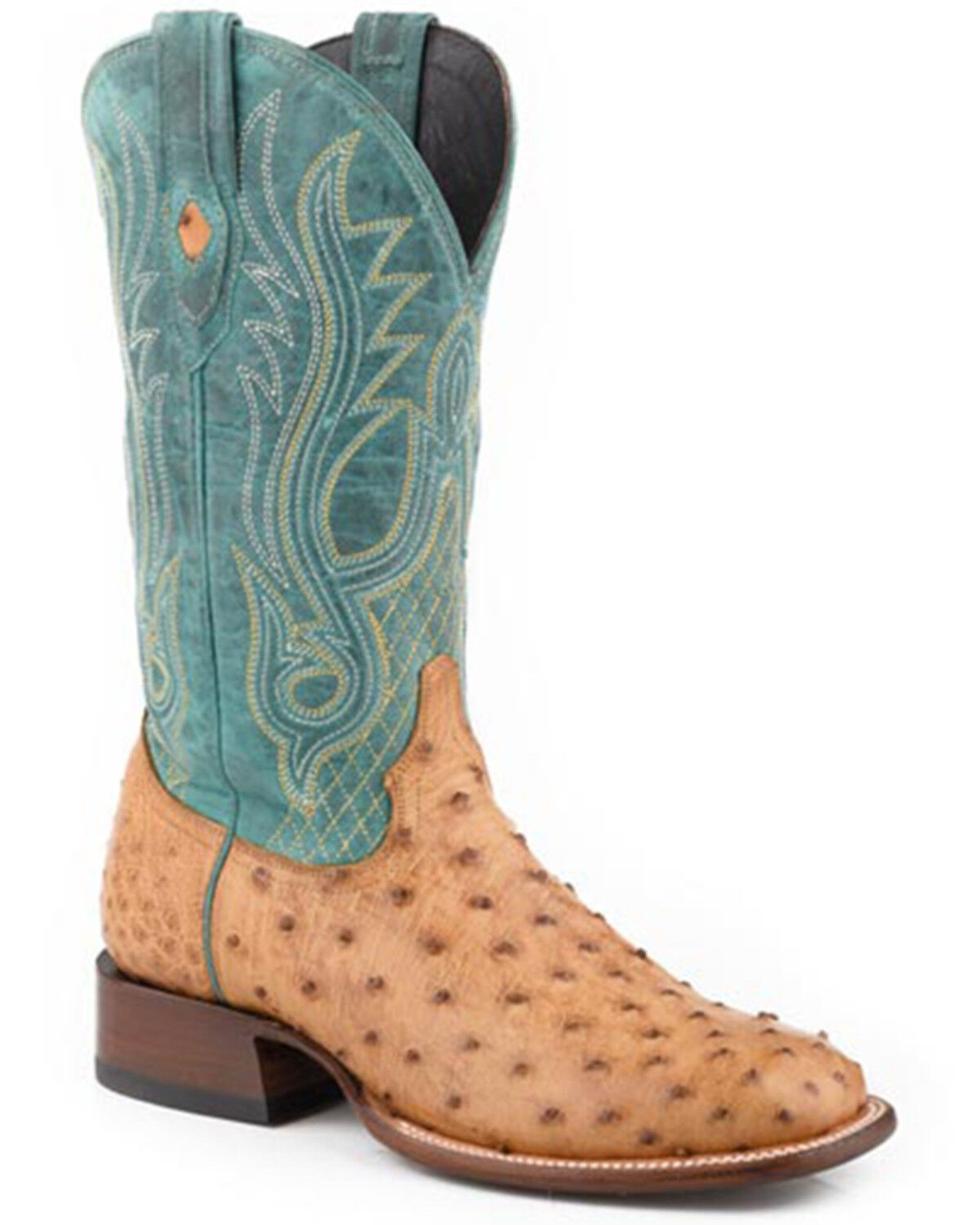 Image #1 - Stetson Men's Ozzy Exotic Ostrich Western Boots - Broad Square Toe, Tan, hi-res