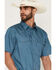 Image #2 - Gibson Trading Co Men's Basic Solid Short Sleeve Snap Western Shirt, Dark Teal, hi-res