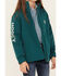Hooey Girls' Southwestern Print Lined Softshell Jacket, Teal, hi-res