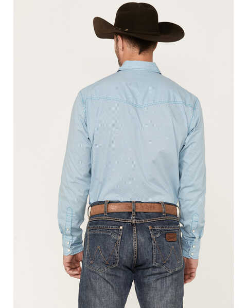 Image #4 - Wrangler 20x Men's Geo Print Long Sleeve Snap Western Shirt, Teal, hi-res