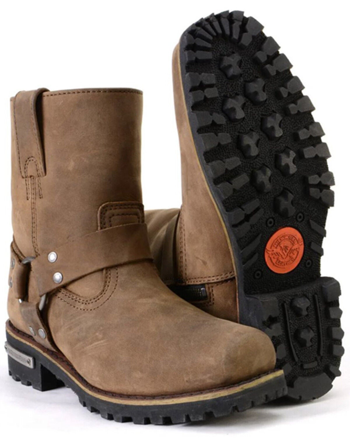 Image #4 - Milwaukee Leather Women's 7" Harness Motorcycle Boots - Square Toe, Brown, hi-res