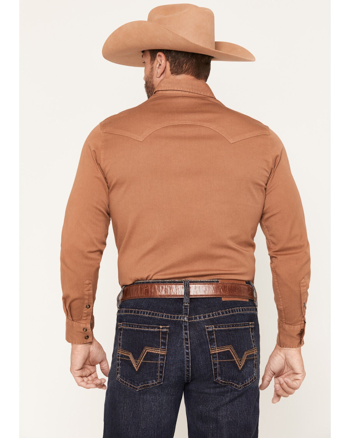 Image #4 - Rock & Roll Denim X Koe Wetzel Men's Washed Denim Long Sleeve Snap Western Shirt, Camel, hi-res