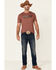 Wrangler Men's Heather Burgundy Steel Logo Short Sleeve T-Shirt , Red, hi-res