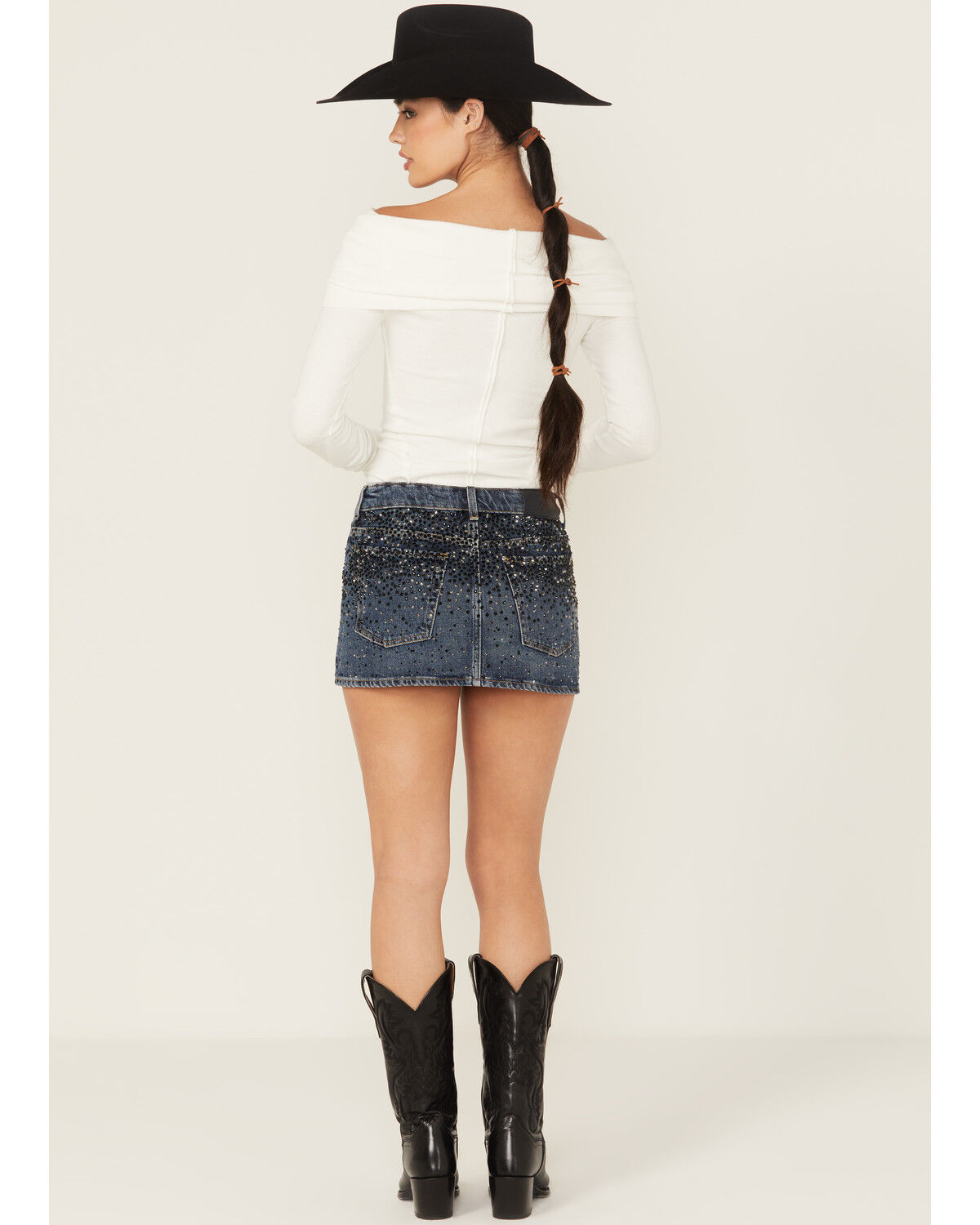 Image #3 - 7 For All Mankind Women's Dark Wash Elena Embellished Micro Mini Skirt, Dark Wash, hi-res