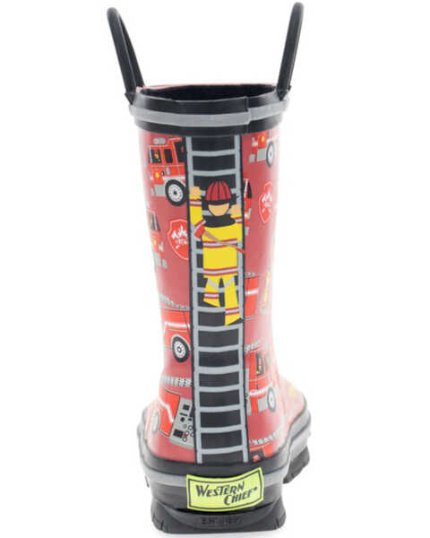 Image #5 - Western Chief Boys' Fire Truck Tread Rain Boots - Round Toe, Red, hi-res