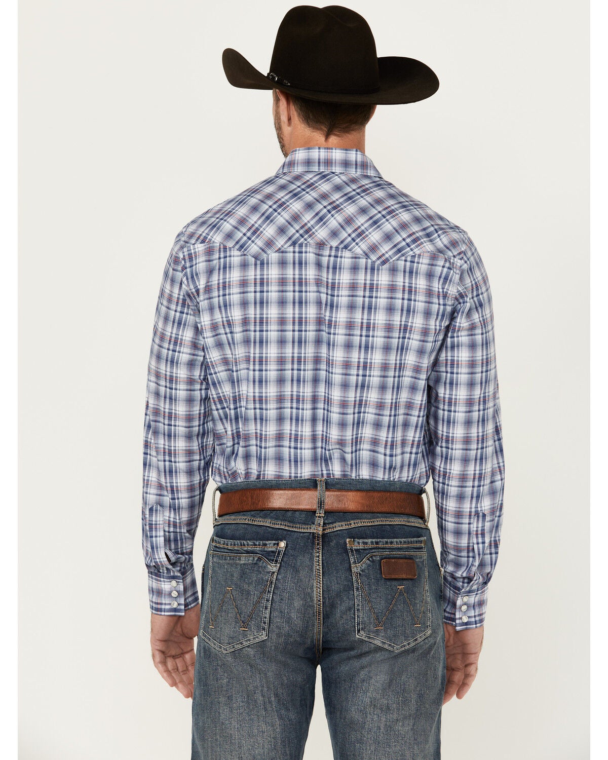 Image #4 - Wrangler Retro Men's Plaid Print Long Sleeve Snap Western Shirt, , hi-res