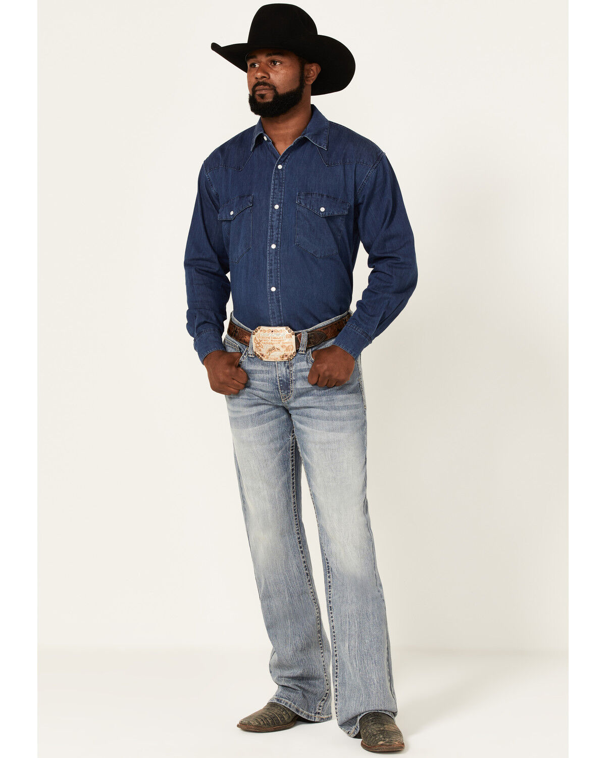Image #1 - Cody James Men's Hacienda Medium Wash Stretch Slim Bootcut Jeans, Medium Wash, hi-res