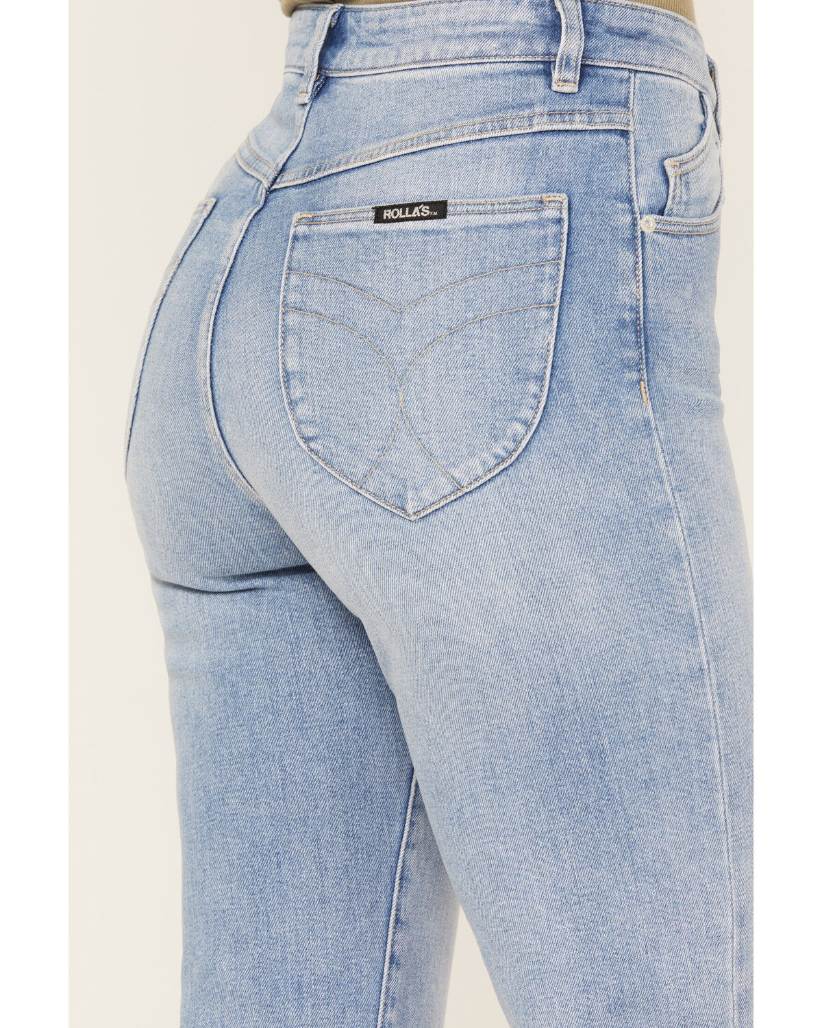 Image #4 - Rolla's Women's Light Medium Wash High Rise Bleeker Original Straight Jeans, Medium Wash, hi-res