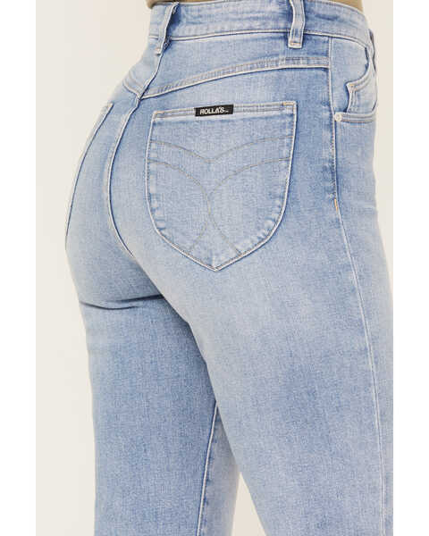 Image #4 - Rolla's Women's Light Medium Wash High Rise Bleeker Original Straight Jeans , Medium Wash, hi-res