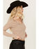 Image #3 - Miss Me Women's V Neck Long Sleeve Knit Top , Taupe, hi-res