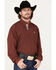 Image #2 - Cinch Men's Geo Print Long Sleeve Button-Down Western Shirt , Burgundy, hi-res