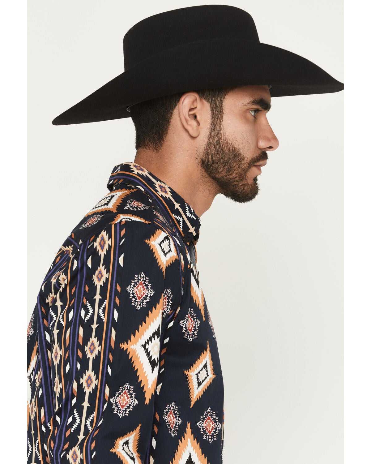Image #2 - RANK 45&reg; Men's Ocean Tide Trail Southwestern Striped Long Sleeve Button-Down Stretch Western Shirt, Navy, hi-res