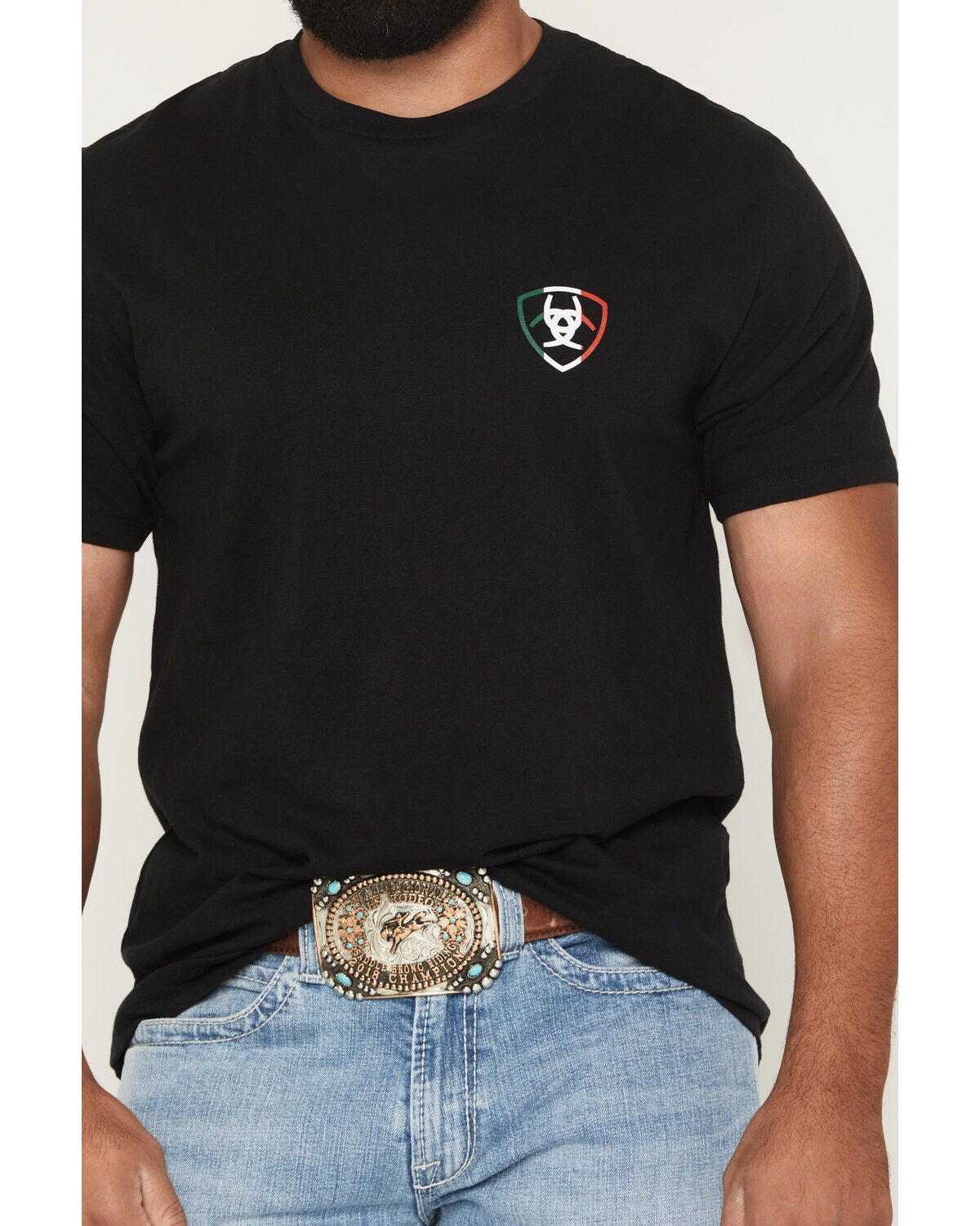 Image #3 - Ariat Men's Bucking Baqueno Short Sleeve Graphic T-Shirt, Black, hi-res