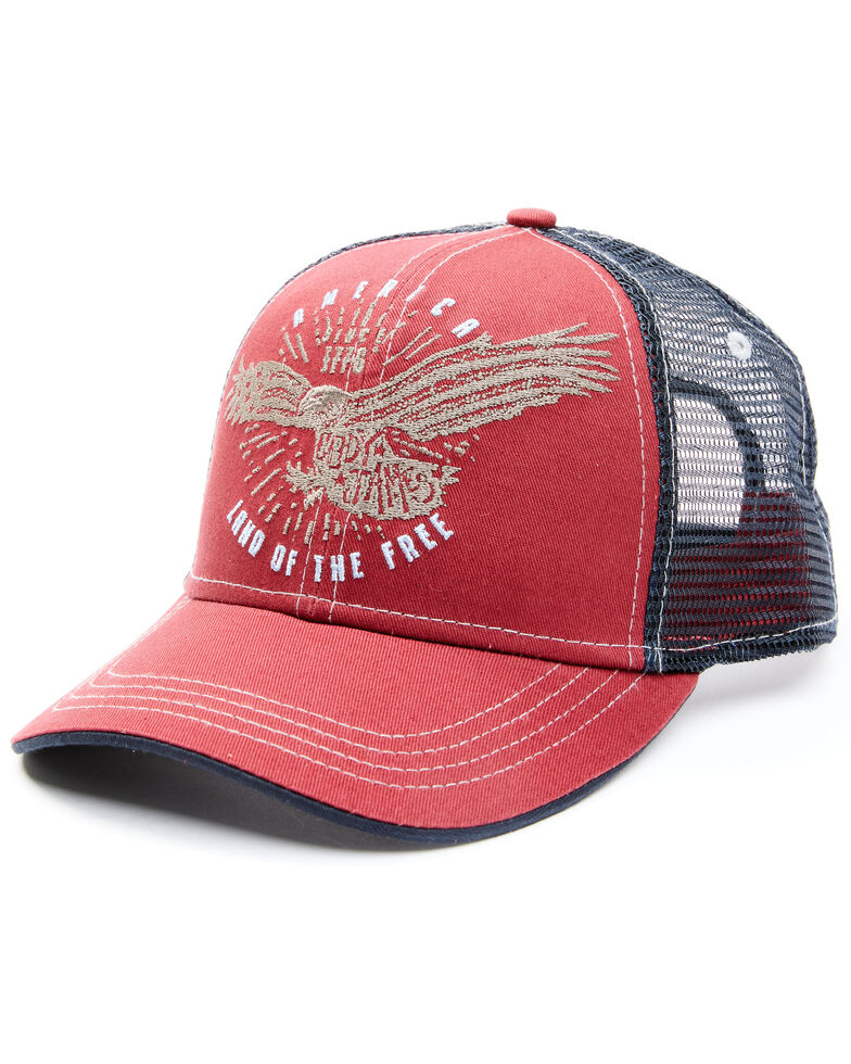 Cody James Men's Land Of The Free Embroidered Mesh-Back Ball Cap , Red, hi-res