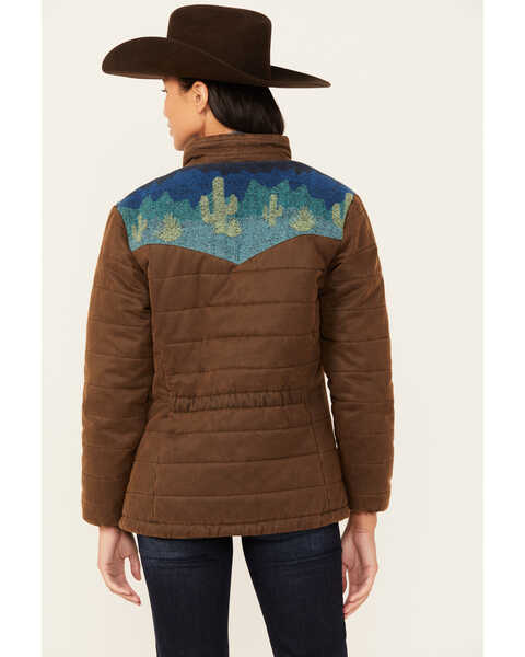 Image #4 - Outback Trading Co Women's Western Printed Yoke Puffer Aspen Jacket , Brown, hi-res