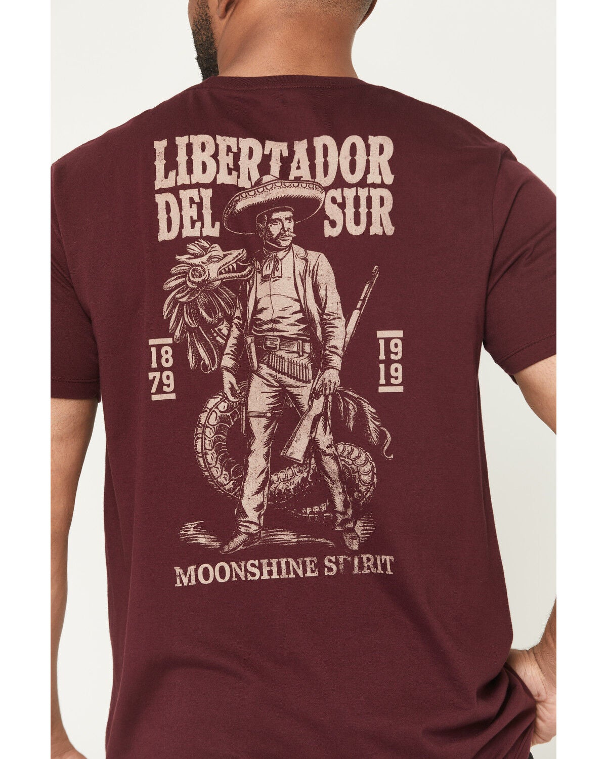 Image #4 - Moonshine Spirit&reg; Men's Libertado Logo Short Sleeve Graphic T-Shirt, Burgundy, hi-res