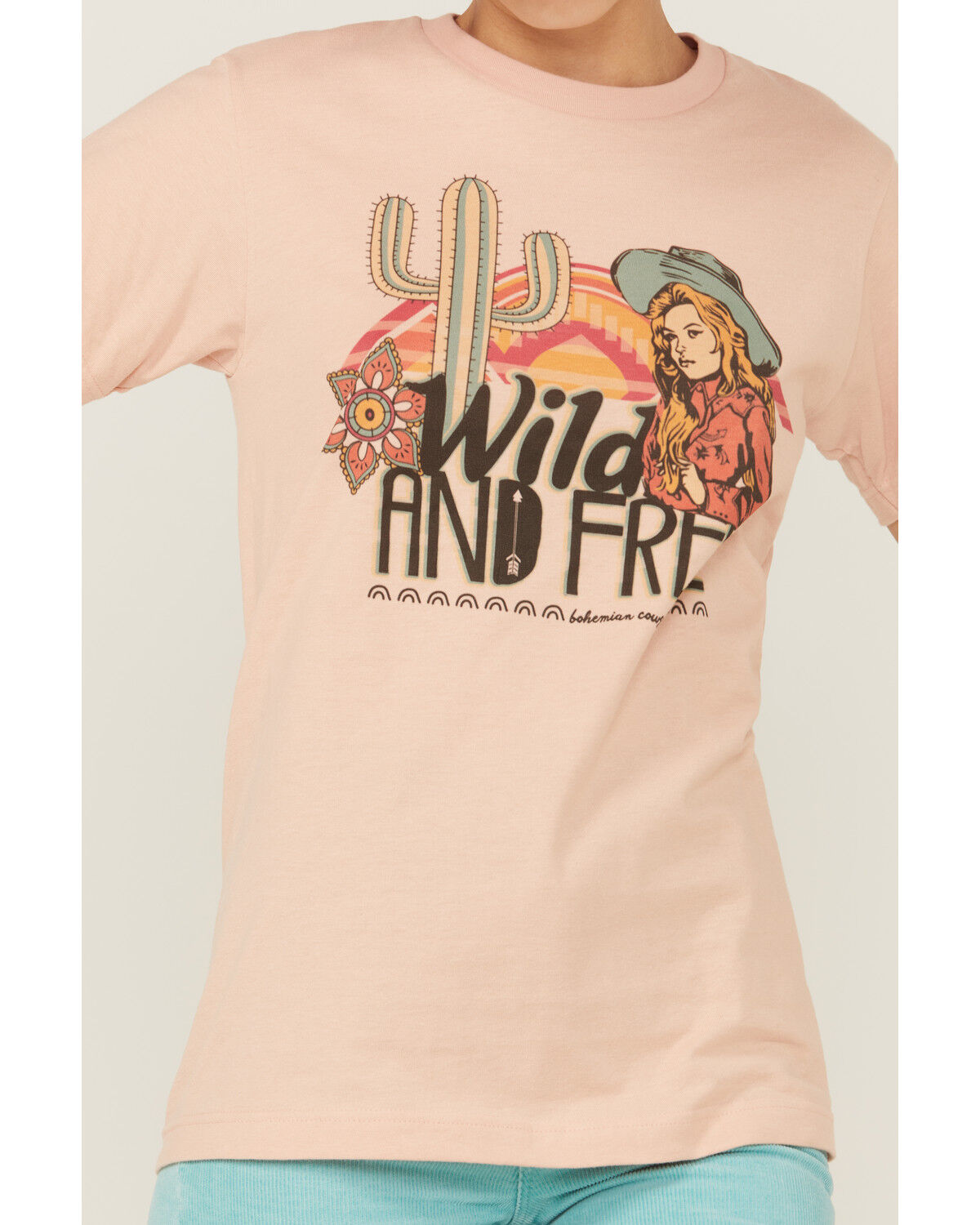 Image #2 - Bohemian Cowgirl Women's Wild & Free Doll Nashville Graphic Tee, Coral, hi-res