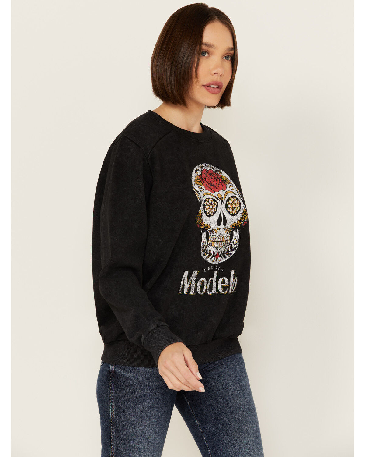Image #2 - Modelo Women's Day Of The Dead Crewneck Sweatshirt, Black, hi-res