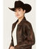 Image #2 - Cripple Creek Women's Concho Back Leather Jacket , Brown, hi-res