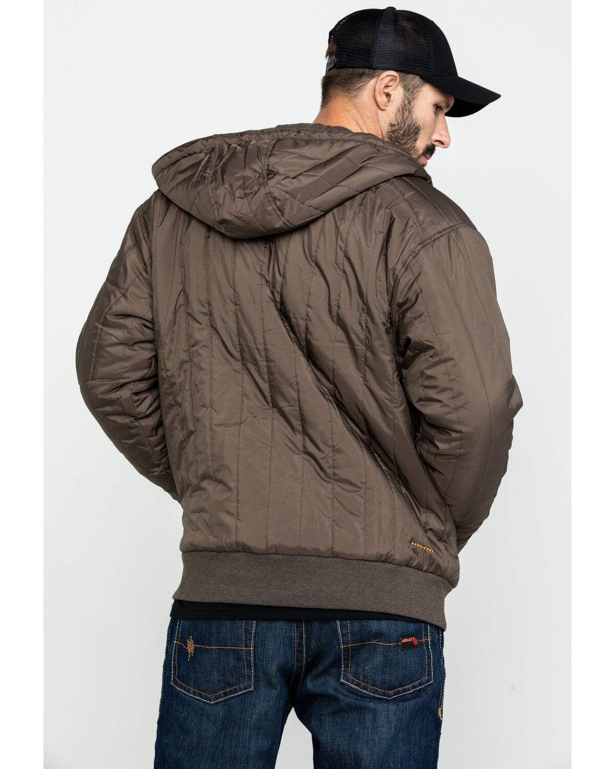 Image #2 - Ariat Men's Rebar Cold Weather Reversible Work Hoodie, Bark, hi-res