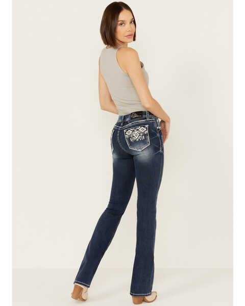 Image #1 - Grace in LA Women's Medium Wash Mid Rise Geo Pocket Stretch Bootcut Jeans - Plus , Medium Wash, hi-res