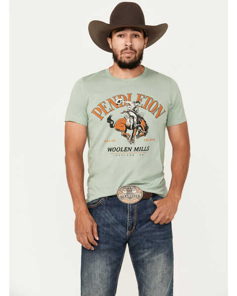 Image #1 - Pendleton Men's Boot Barn Exclusive Bucking Horse SMU Western Short Sleeve T-Shirt, Sage, hi-res