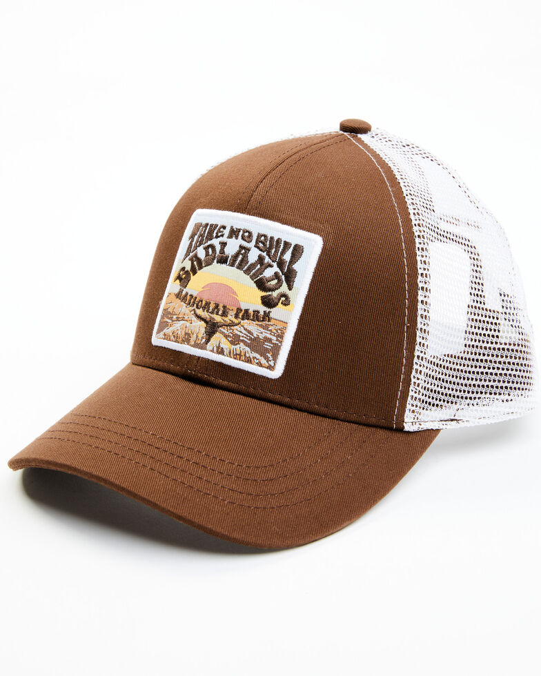 Cleo + Wolf Women's Brown Cord Sunset Patch Mesh-Back Ball Cap , Brown, hi-res