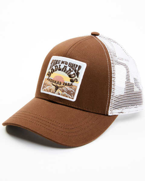 Cleo + Wolf Women's Brown Cord Sunset Patch Mesh-Back Ball Cap , Brown, hi-res