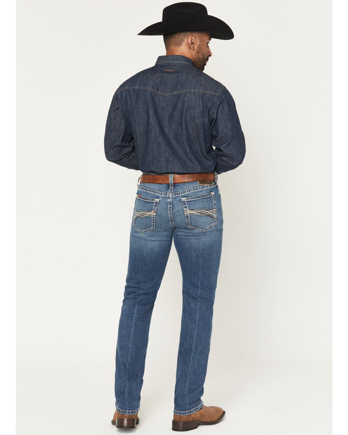 Image #3 - Ariat Men's M8 Zane Medium Wash Modern Slim Stretch Denim Jeans, Medium Wash, hi-res