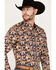 Image #2 - RANK 45® Men's Lockwood Geo Striped Print Long Sleeve Button-Down Stretch Western Shirt, Lt Brown, hi-res
