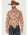 Rock & Roll Denim Men's Orange Southwestern Print Long Sleeve Snap Western Shirt, Orange, hi-res